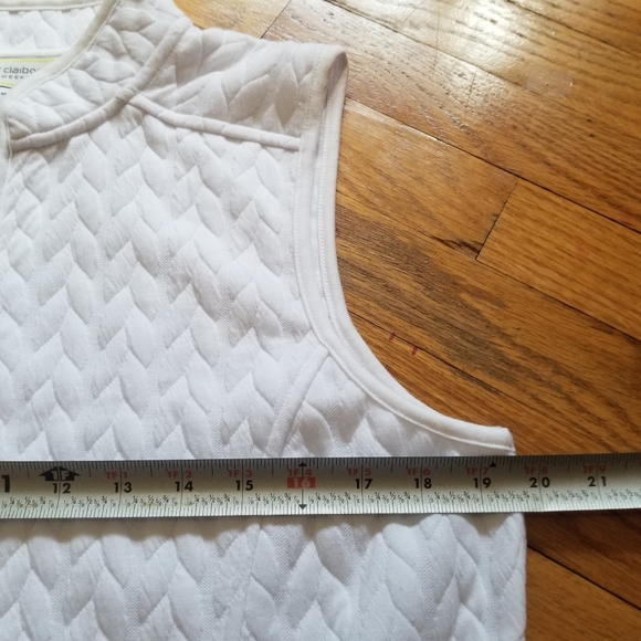 Liz Claiborne Weekend Womens Med White Quilted Jacquard Full Zip Vest w/… - Picture 9 of 12